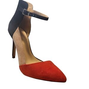 Zara colorblocked heels Tacon black red tan with ankle strap EU‎ 36/ US 5.5